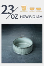 famiware Star Cereal Bowl Set, Soup Bowls Set of 6, Double Reactive Glaze, Stackable, 23 oz Deep Bowls Suitable for Cereal, Popcorn, Oatmeal, Dessert - Dishwasher and Microwave Safe, Smoky Blue