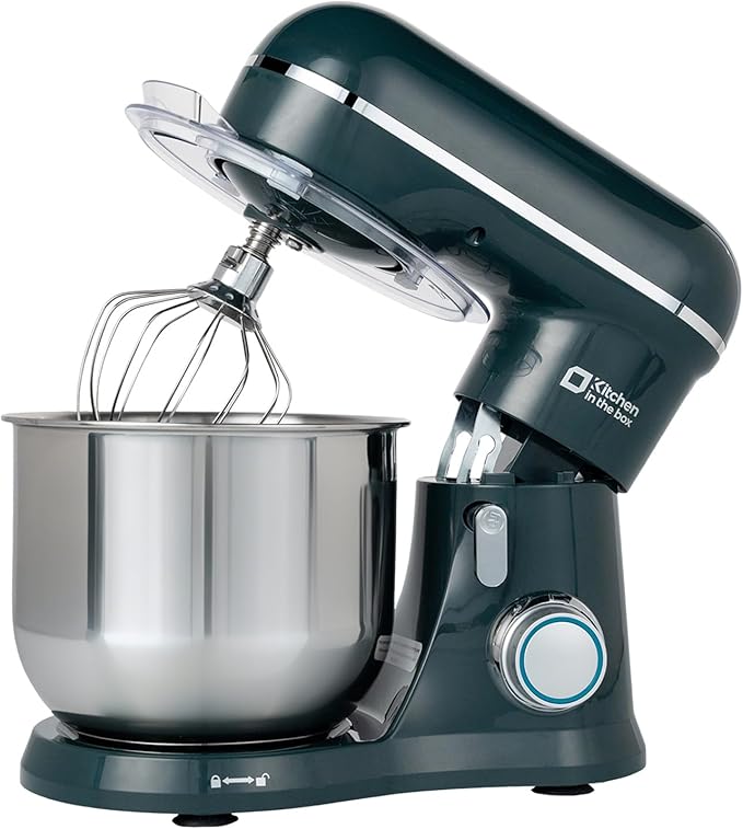 Kitchen in the Box Stand Mixer, 3.5 QT Small Kitchen Electric Stand Mixers, 10-Speed Portable Lightweight Dough Mixer for Daily Use with Egg Whisk, Dough Hook, Beater (Dark Green)