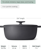 Caraway Enameled Cast Iron Dutch Oven - 8qt Dutch Oven With Lid - 3 Layer Enamel Coating - No Seasoning Required - Compatible With All Stovetops - Oven Safe - No Forever Chemicals - Charcoal