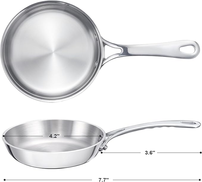 Mini Sauce Pan Butter Warmer Pot with Handle 18/10 Stainless Steel Small Pot for Melting Butter Heating Sauce Gravy & Oil (0.12Quart) - Silver