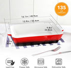 Casserole Dish Ceramic Baking Dish Casserole Dishes for Oven 9x13 Baking Dish with Handles Deep and Large Capacity Baking Dish for Casseroles Lasagnas Roasted Vegetables Great Kitchen Gifts, Red