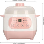 Jiawu Electric Stew Pot, 200W 1L Digital Rice Cooker With Lid, Small Ceramic Cooker Built-in Timer, Makes Soups, Porridges, Grains and Cereals for Individuals (US)