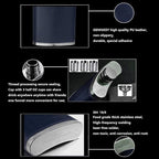 GENNISSY 8oz Hip Flask for Men - 304(18/8) Stainless Steel Bourbon Whiskey Flask, Leakproof with Navy Blue Leather Wrap - Includes Funnel & 3 Mini Cups for Dad, Gifts, Travel