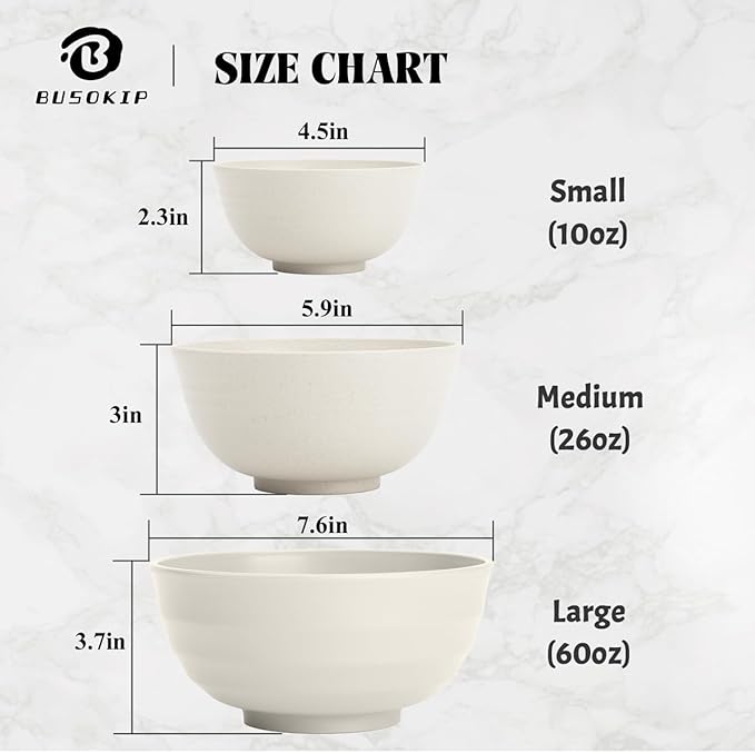 Wheat Straw Bowls Unbreakable Small Bowls Set of 8, Plastic Mini Bowl -10 OZ, Small Serving Bowls for Kitchen, Microwave and Dishwasher Safe for Ice Cream, Snack, Appetizer (White)