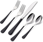 20-Pieces Black Silverware Sets for 4,Black Handle Stainless Steel Cutlery Set, Include Forks Spoons and Knives Set, Dishwasher Safe Utensil Sets for Home Restaurant