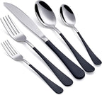 Black Silverware Set 20 Piece 18/0 Stainless Steel Flatware Black Handle Cutlery Set Service for 4 Black Forks Spoons and Knives Set unique silverware set Mirror Finish Dishwasher Safe
