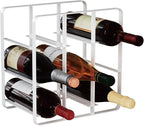 Buruis 9-Bottle Metal Wine Rack, Freestanding Holder Organizer for Red and White Wine, Kitchen Countertop, Pantry, No Assembly Required, White