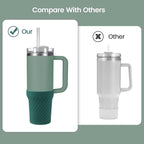 Silicone Boot for Stanley, Cup Bottom Protector Sleeve Accessories for Stanley Quencher H2.0 FlowState Tumbler 20oz/30oz/Stanley Adventure Quencher Tumbler 24oz (Dark Green)