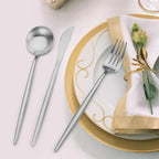 Matte Silverware Set, Oliviola 60-Piece Stainless Steel Flatware Cutlery Set Service for 12, Satin Finish Kitchen Utensil Set, Dishwasher Safe