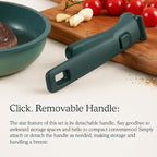 Ombré Ceramic Titanium Non-Toxic, Nonstick Cookware Set 8-Piece Modular System with Removable Handle and Magnetic Lid, Magnetic Spatula, Eco-Friendly, Oven & Dishwasher Safe (Green)