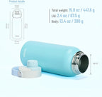 32oz Water Bottle with Comfort Grip Handle, HydroQuin Gym Water Bottle, Insulated Steel Water Bottle with Wide Mouth, No Straw