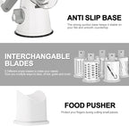 Cambom 5 in 1 Rotary Cheese Grater Hand Crank Cheese Shredder for Fresh Cheese, Vegetable, Nuts,Non-slip Suction Base, Five Blades, White