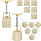 Luxiv Moon Cake Mould 50g, 12 PCS Pattern Hand-Pressure Mooncake Molds for Mid-Autumn DIY Pastry Tool 2 Set with 6pcs Round Flower Mooncake Mode and 6 Pcs Square Pattern Mooncake Mould (White, 50g)