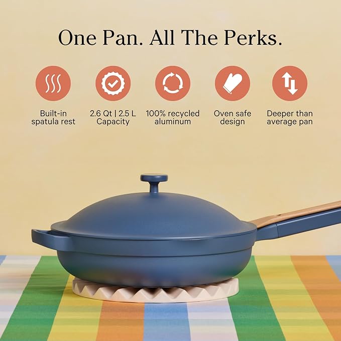 Our Place Always Pan 2.0-10.5” (2.6 Qt) Nonstick, Toxin-Free Ceramic Cookware | Patented 10-in-1 Aluminum Frying & Sauté Pan | Safe for Oven, Induction & All Cooktops up to 450°F | Blue Salt