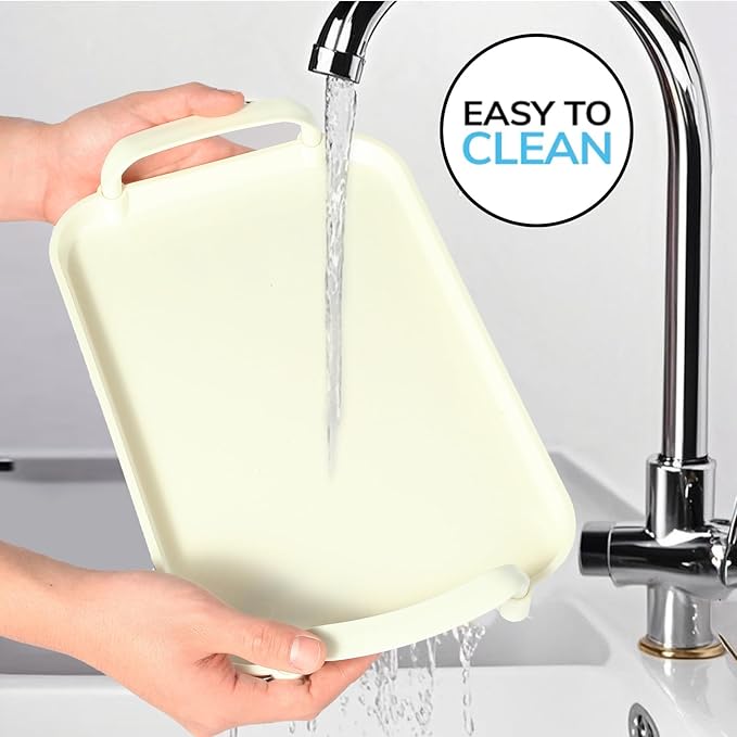 Serving Tray with Handles Set of 3 Rectangular Large Serving Platters 18.3/16.7/14.8 Inch White Plates for Dinner, Party, Entertaining, Cream