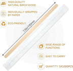 5×1000Pcs Disposable Wood Coffee Stir Sticks Stirrers Individually Paper Wrapped Coffee Tea Beverage Stirrers Stirrings 7.5 Inch,190mm