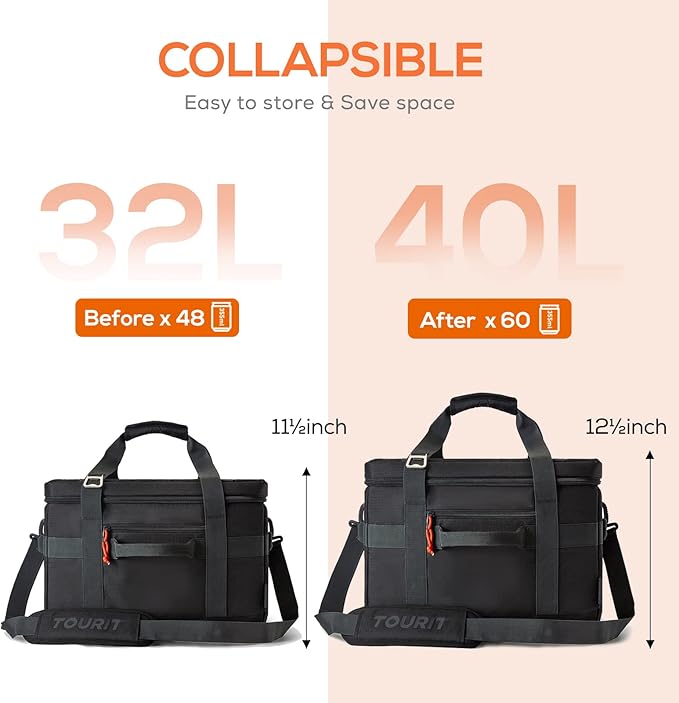 TOURIT Cooler Bag 48/60 Cans Insulated Soft Cooler Large Collapsible Cooler Bag 32/40L Lunch Coolers for Picnic, Beach, Work, Trip