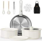 14 pcs Stainless Steel Cookware Set, Detachable Pots and Pans Set with Removable Handle, Non Toxic Space Saving RV Camping Cookware Set, Induction Cookware, Dishwasher & Oven Safe