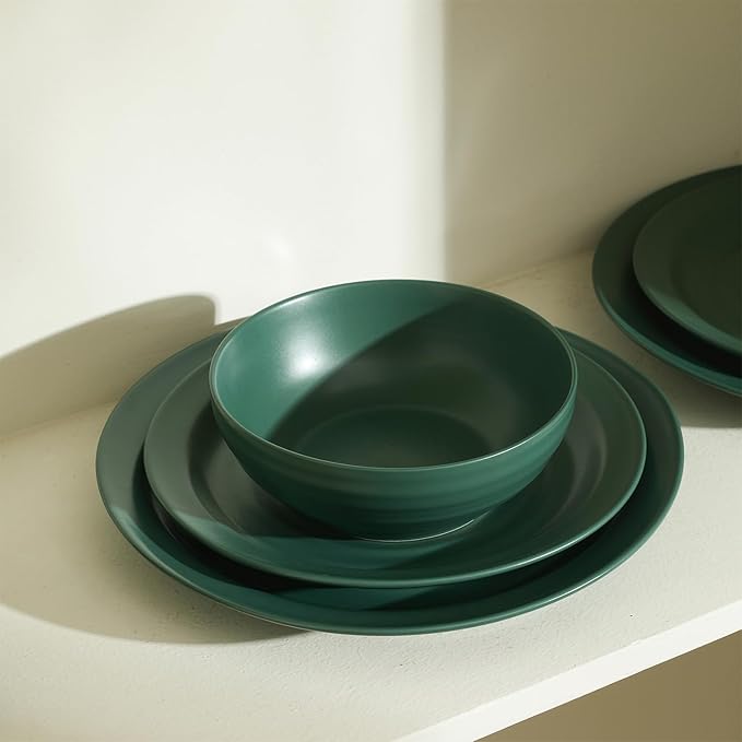 Stone Lain Orbit 4-Piece Salad Plate Set Stoneware, Green