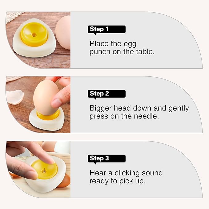 Egg Piercers for Raw Eggs, Egg Hole Poker Egg Separator Tools for Kitchen Gadgets for Hard Boiled Eggs Simple Egg Punchers Piercer with Retractable and Sharp Pin 3 Pack, Yellow
