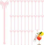 50 Pcs Bow Drink Stirrer, Reusable Acrylic Cocktail Stirrers, 15 cm / 6 in Pink Bow Swizzle Stir Sticks for Cocktails Coffee Bachelorette Party Wedding Festival Decoration