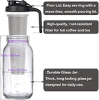 64 oz (2 Quart), Black Cold Brew Coffee Maker, Iced Tea Machines, Thick Glass with Pour Spout Handle Lid, Stainless Steel Filter for Iced Coffee, Fruit Drinks or Sun Tea (1)