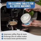 Espresso Cleaning Tablets. 100 x 0.035 oz Coffee Cleaner Tablets. Machine Cleaning Tablets used every 100 cups. Automatic, Superautomatic & Bean to Cup. Use with Descaling