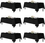 sancua Black Tablecloths for 8 Foot Rectangle Tables, 6 Pack - 60x120 Inch - Washable Fabric Cloth Table Cloth for Wedding Party, Birthday, Banquet Reception, Reusable Polyester Table Covers