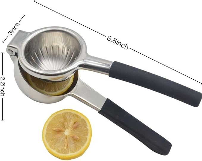 Lemon Squeezer Stainless Steel, Heavy Duty-Non-Slip Grip Design, Handheld Juice Press, Manual Citrus Juicer Tool for Fruit, Lemon, Lime, and Citrus Fruits