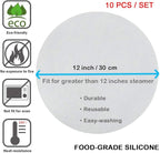 LadayPoa 10Pcs 10 inch Reusable Round Silicone Steamer Liners Non-stick Silicone Steamer Mesh Mat Pad Dim Sum Mesh for Home Kitchen or Restaurant (10 inch)