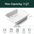 3 QT Wide Ceramic Baking Dish, White Casserole Dish with, Lasagna Pan for Oven, Ceramic Baking Pan, Kitchen Decor, Microwave Oven Safe, Dinner, Wedding (9.4" x 11.8")