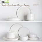 LERATIO Stoneware Dinnerware Sets for 4,Handcarft Ceramic Plates and Bowls Sets,Chip and Scratch Resistant Dishes, Dishwasher & Microwave Safe, Oven safe,Reactive Glaze-White