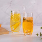 KAMMAK Drinking Glasses Set of 2, 15oz Crystal Water Glasses, Everyday Tall Glass Cups, Highball Glass for Cocktail, Juice, Mojito, Iced Tea, Kitchen and Bar Glassware Gifts, Collins Glasses