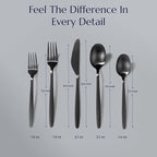 JazzUpCo Tia Flatware non toxic 18/10 stainless steel dishwasher safe (Matte Black, 8 Person Set (40 Pieces))