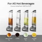 Mecity Electric Tea Kettle Borosilicate Glass Tea Maker With Temperature Control and Infuser - LCD Display and Preset Brewing Programs - 1.7 Liter Water Boiler