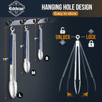 Tongs For Cooking - Heat Resistant 600 Degrees Stainless Steel Kitchen Tong, Heavy Duty Metal Locking Tongs - For Food,Salad, grilling, BBQ 7",9" & 12 inch, set of 3 Dishwasher Safe Blue