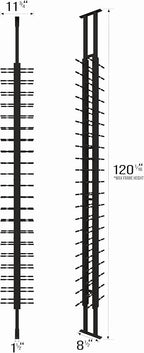 Ultra Wine Racks Floor-to-Ceiling Mount Display (2 Side, Single Deep, Black, Holds 42 Wine Bottles) - Modern Metal Wine Storage for Wine Cellars, Home Bars, Kitchens, and Dining Rooms