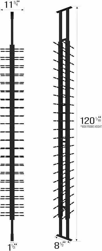 Ultra Wine Racks Floor-to-Ceiling Mount Display (2 Side, Single Deep, Black, Holds 42 Wine Bottles) - Modern Metal Wine Storage for Wine Cellars, Home Bars, Kitchens, and Dining Rooms
