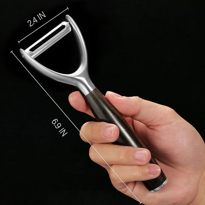 Premium Y Type 304 Stainless Steel Multifunctional Kitchen Peeler Real Wood Handle Ultra Sharp Blade Vegetable Potato Apple（Agarwood）