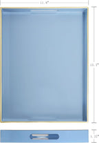 Blue Sturdy Acrylic Serving Tray with Handles-15.7x11.8Inch, Morden Plastic Rectangular Serving Tray for Coffee Table Bathroom, Ottoman, Home Decor(Rectangular - Light Blue)