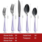 20-Pieces Purple and Black Silverware Sets for 4,Purple Handle Stainless Steel Cutlery Set, Include Forks Spoons and Knives Set, Dishwasher Safe Utensil Sets for Home Restaurant