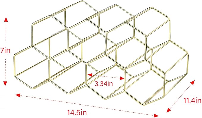 Countertop Wine Rack - 9 Bottle Freestanding Modern Gold Metal Small - 2 Tier Tabletop Wine Holder Stand for Cabinet, Pantry - Wine Racks Countertop - No Assembly Required