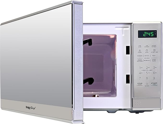 Total Chef 0.7 Cu Ft Microwave Oven - Stainless Steel Compact Style Microondas, Smart Countertop Kitchen Appliance With Digital Touch Use, Pre-Set Function, 10" Turntable, Easy To Use Horno, 700 watt