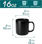 vancasso Stoneware Coffee Mugs Set, 16 oz Ceramic Coffee Cups for Americano Hot Tea Iced Coffee Cold Brew Cocoa Milk Mugs Set of 6, Dishwasher & Microwave Safe, Matte Black