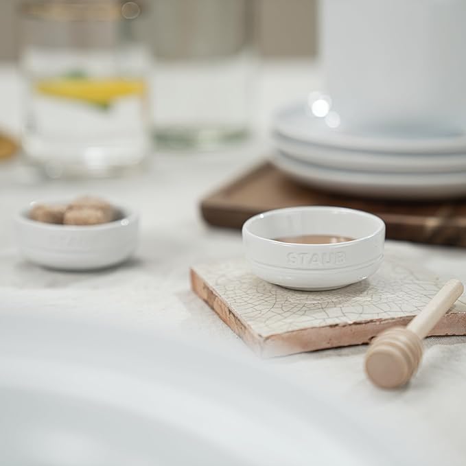 STAUB Ceramic Dinnerware 4-pc Condiment Dish Set - White