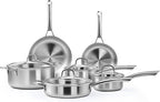 Bonnlo 10 Pieces Cookware Set, 3-Ply Stainless Steel Pots and Pans Set with Lids, Non-Toxic Kitchen Set, Oven & Dishwasher Safe, Induction Cooking Set, PFOA & PTFE Free, Compatible for All Cooktops