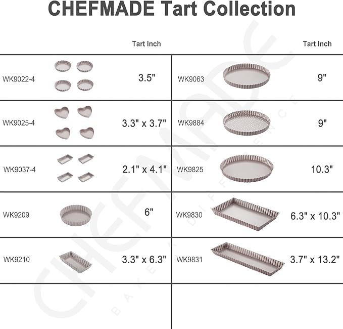 CHEFMADE 9.5-Inch Round Tart Pan with Holes Removable Loose Bottom, Non-Stick Carbon Steel Quiche Pan for Oven Baking (Champagne Gold)