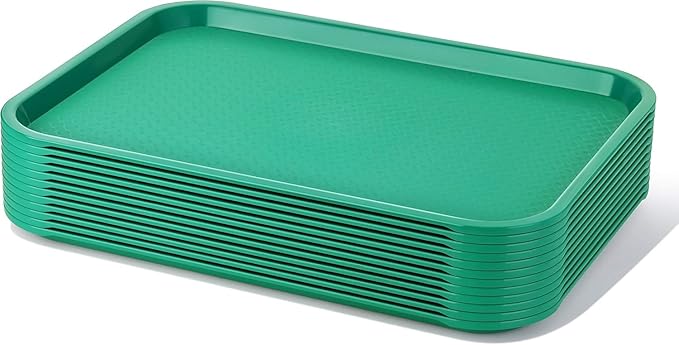New Star Foodservice Fast Food Tray, Set of 12 (Green, 12 by 16-Inch)