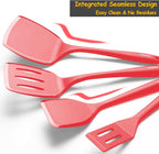Silicone Spatula Set, 600°F Heat Resistant Silicone Spatula Turner Flipper for Cooking, Non Stick and Non Scratch Kitchen Utensils for Eggs & Pancakes, 4 Pack, Red