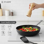 15-Piece Nonstick Cookware Set, Pots and Pans with Ceramic Coating, PFOA Free, Induction Ready with Stay-Cool Handles, Dishwasher Safe, Works with All Stovetops, Black/Grey Speckle